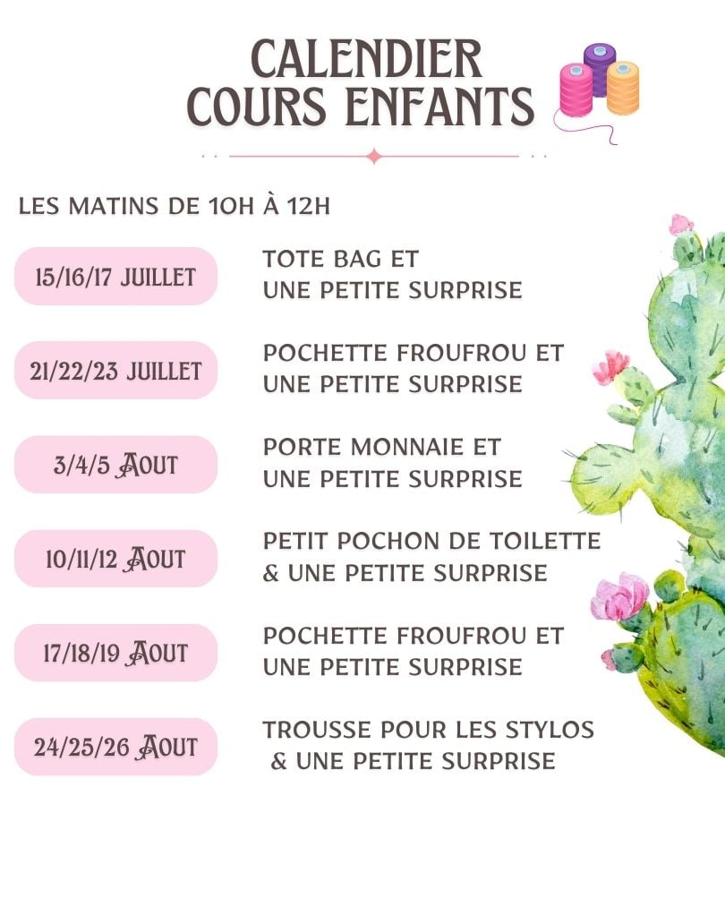 Planning stage enfants